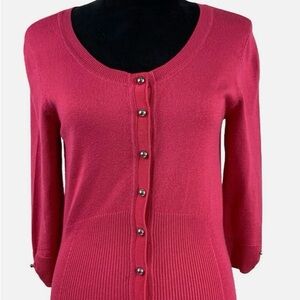 NWT White House Black Market Size L 3/4 Sleeve Cardigan in bubblegum Pink.